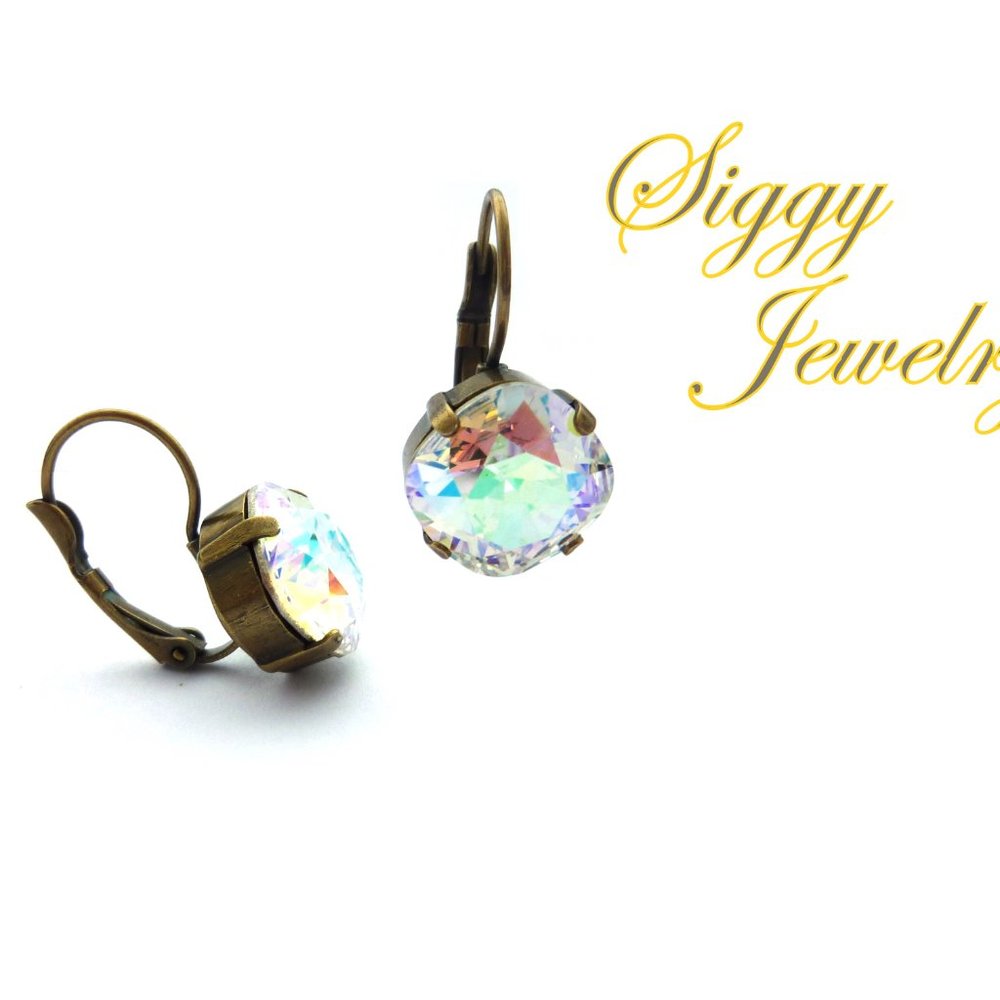Swarovski Crystal AB Cushion Cut Drop Earrings - Picture 3 of 7